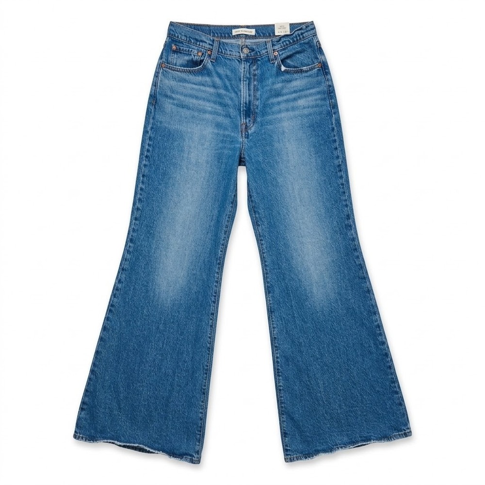 Levis Premium Ribcage Bell Jeans Womens 32 Blue Flare High Rise A7503-0009